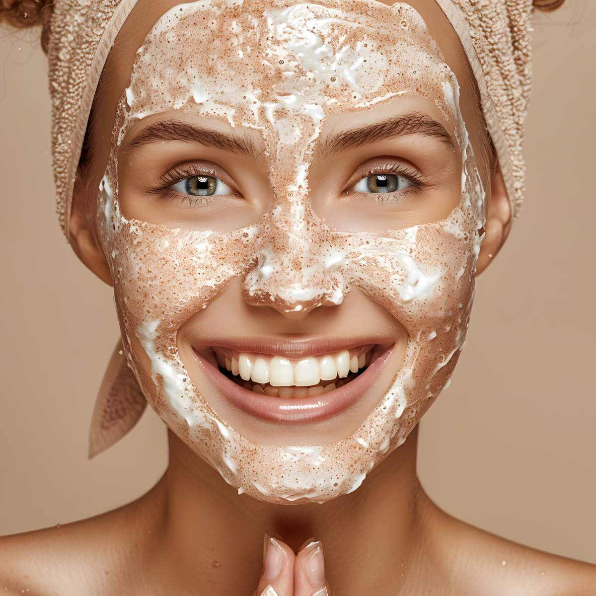 Portrait Of A Young Woman With A Facial Mask On Her Face