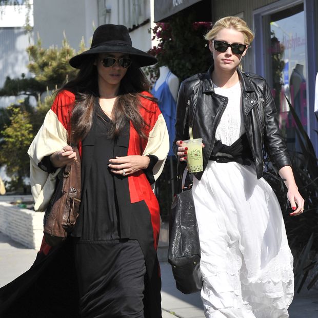 Amber Heard and her girlfriend Tasya Van Ree leave Urth Cafe in West Hollywood, CA. Amber wore a white dress, a leather jacket and ankle boots. Pictured: Amber Heard and Tasya Van Ree Ref: SPL269878 200411 Picture by: Fern / Splash News Splash News and Pictures Los Angeles: 310-821-2666 New York: 212-619-2666 London: 870-934-2666 photodesk@splashnews.com 