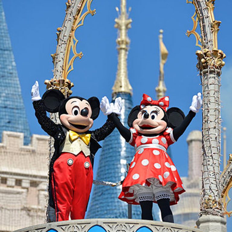 Mickey and Minnie Mouse, Dream Along Show in Front of Cinderella Castle at the Magic Kingdom, Disney World, Florida