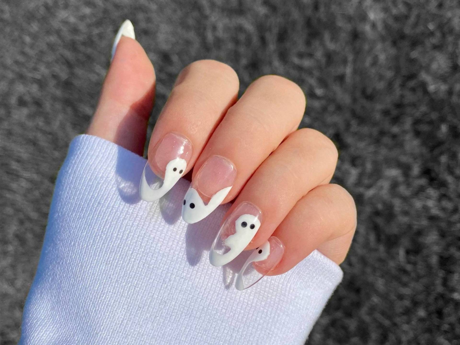 Spooky Ghost Press On Nails Medium Almond Nails Etsy