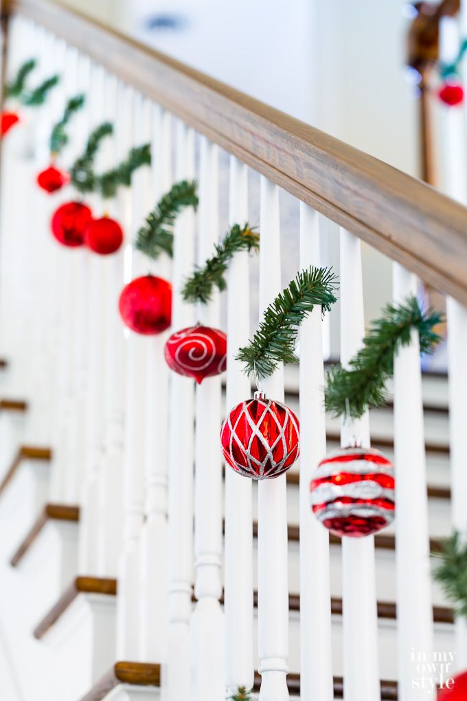 Christmas Staircase Decorating On A Dime