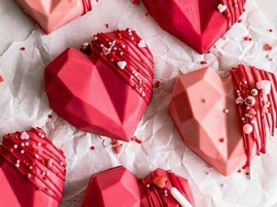 Pink Diamond Geometric Chocolate Heart For Valentine's Day