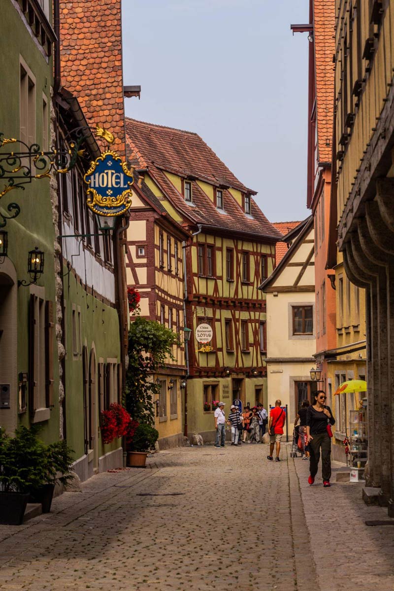 Medieval Street In Rothenburg Ob Der Tauber Bavaria State Germany