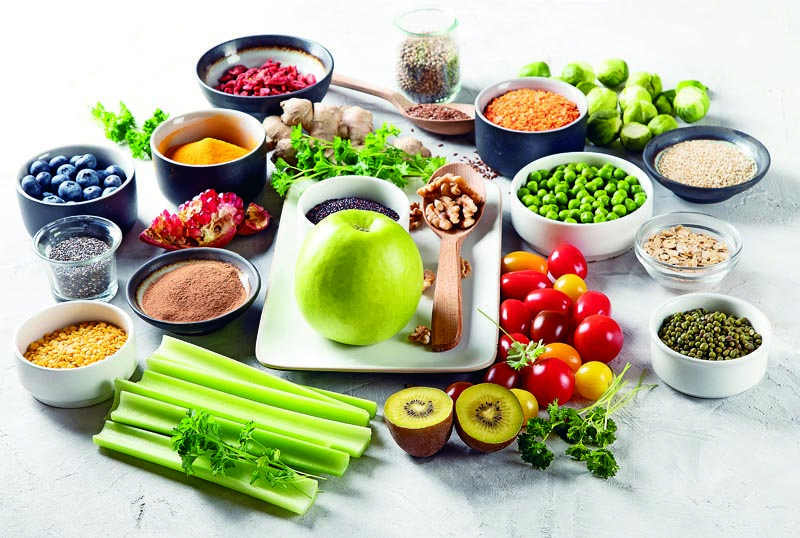 Vegetables, Fruit, Grain, Superfoods For Vegan And Vegetarian Ea