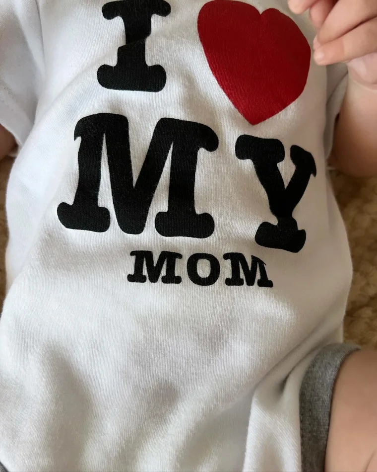 Photo By Antigone Kouloukakos On May 12 2024. May Be An Image Of 1 Person Baby And Text That Says 'my I M Mom'.