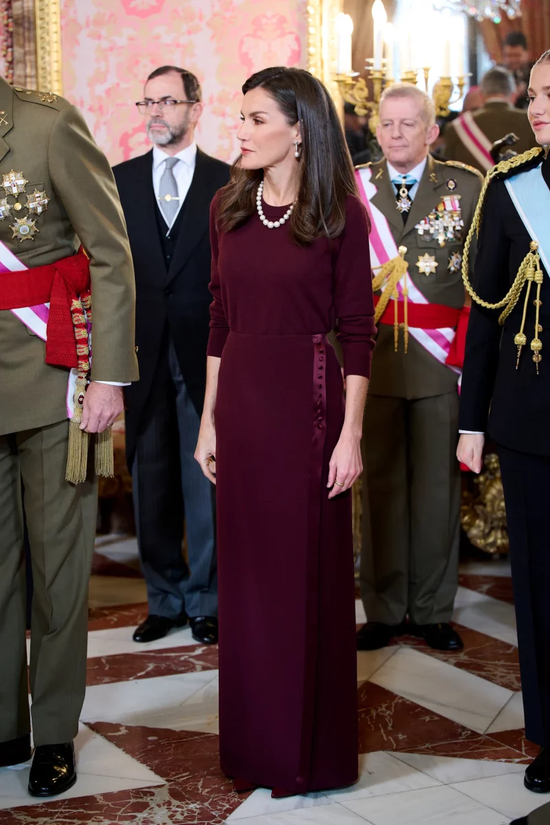 Queen Letizia Burgundy Dress 2