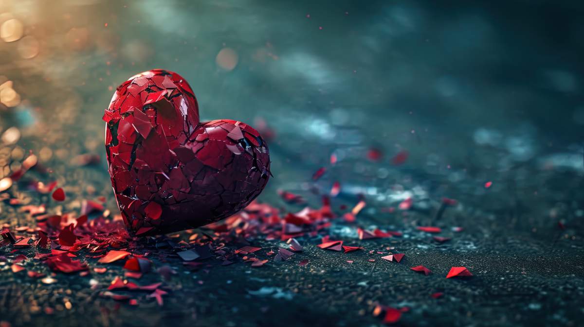 Broken Heart On A Dark Background, Ai Generative