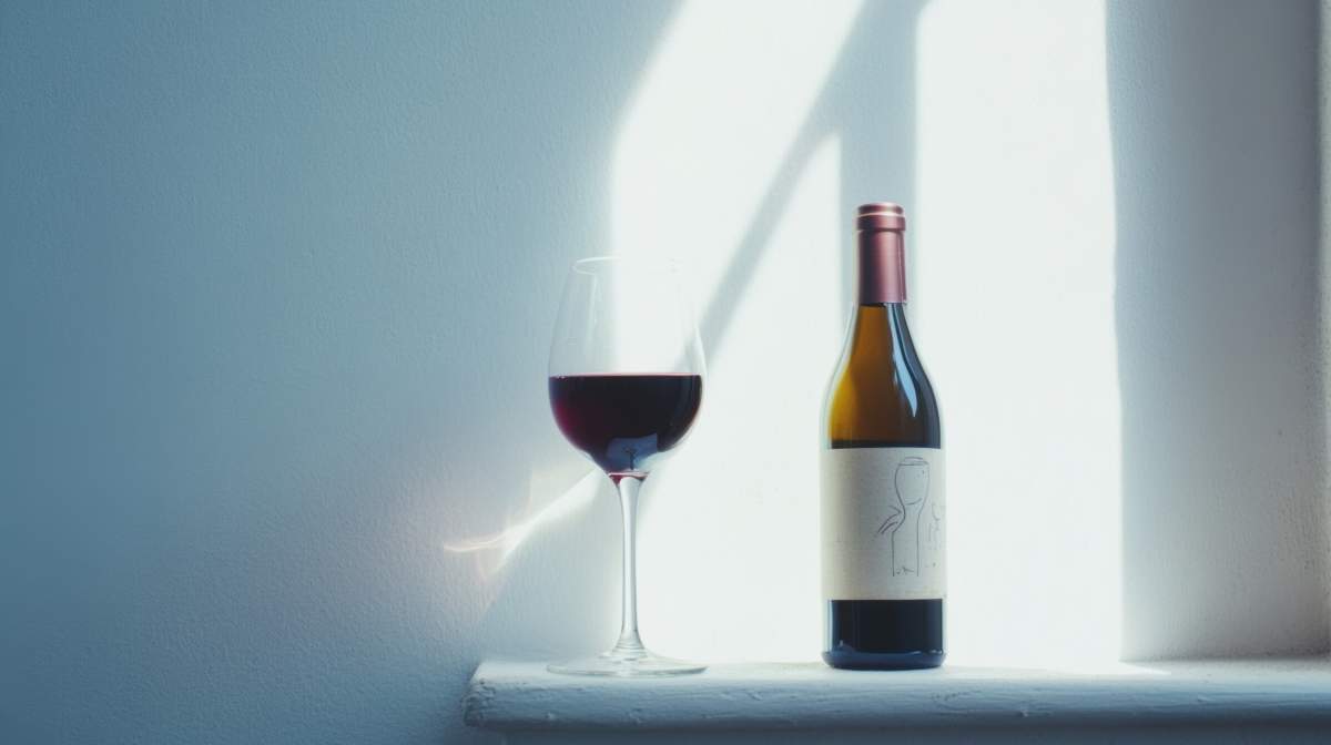 Capture The Essence Of Low Intervention Wines With A Hand Poured Glass And Artisanal Bottle Showcasing Deep Red Hues And Wild Aromas