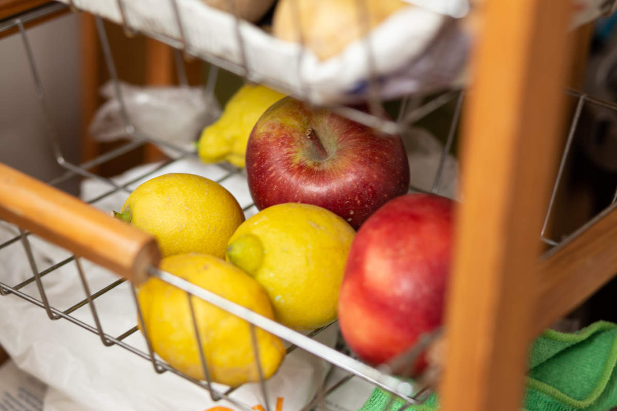 Kitchen Serving Trolley With Fruits