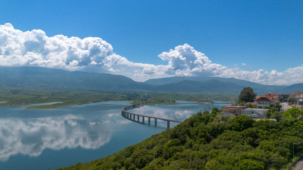 The Bridge Of Servia Over Polyfytos Lake In Kozani Greece