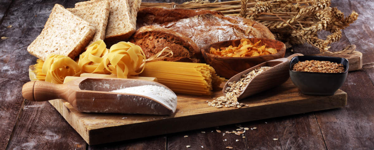 Whole Grain Products With Complex Carbohydrates On Rustic Background